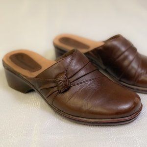 Brown Boho Fashion Leather Comfort Clog Earth Origins ADDISON Slides Shoe 7.5